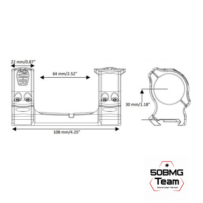 Кронштейн Spuhr SCP-3001A кольца 30 мм на Picatinny/Weaver L=118мм Н=30 мм