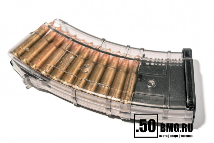 Магазин Pufgun на ВПО-136/АК/АКМ/Сайга (с сухарем) 7,62х39 20 патронов прозрачный (MAG SGA762 40-20/TR)