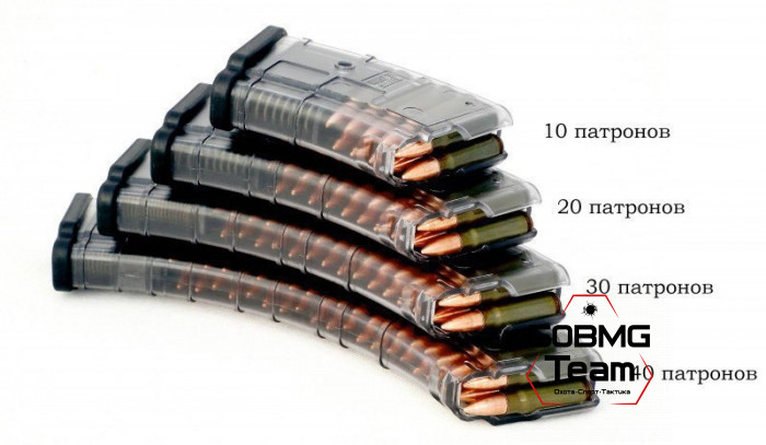 Магазин Pufgun на ВПО-136/АК/АКМ/Сайга (с сухарем) 7,62х39 20 патронов прозрачный (MAG SGA762 40-20/TR)