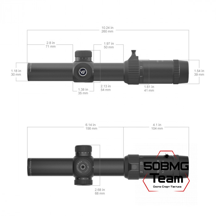 Оптический прицел Vector Optics Forester 1-5x24 SFP кольца 30мм
