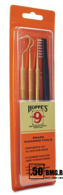 Набор сервисных инструментов Hoppe's 9 (3 стержня латунь с насадками + нейлоновая щетка)