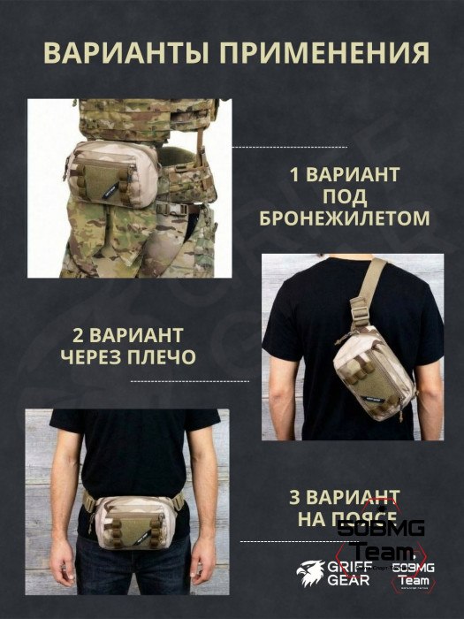 Сумка поясная-напашная Griff Gear Скаут (3-color Desert)