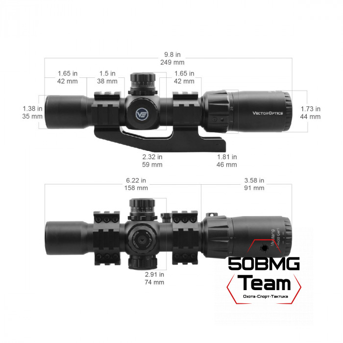 Оптический прицел Vector Optics Mustang 1-4x30 SFP кольца 30мм
