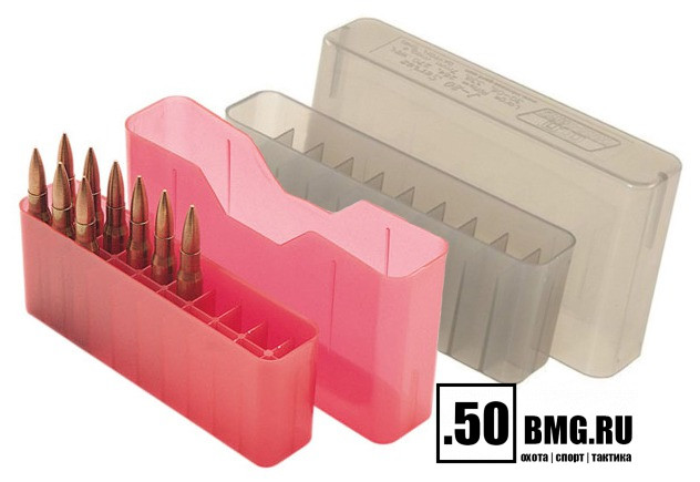 Коробочка MTM для 20 патронов .220-.444 калибра (нарезное оружие) (J-20-L-29)