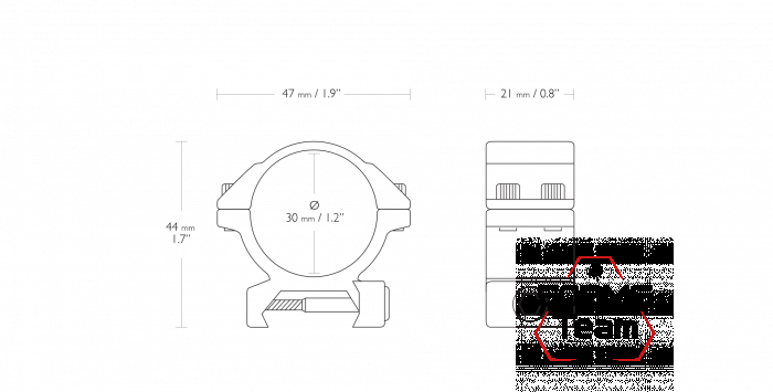 22115 Кольца Hawke 30мм на Weaver низкие ВН=5мм