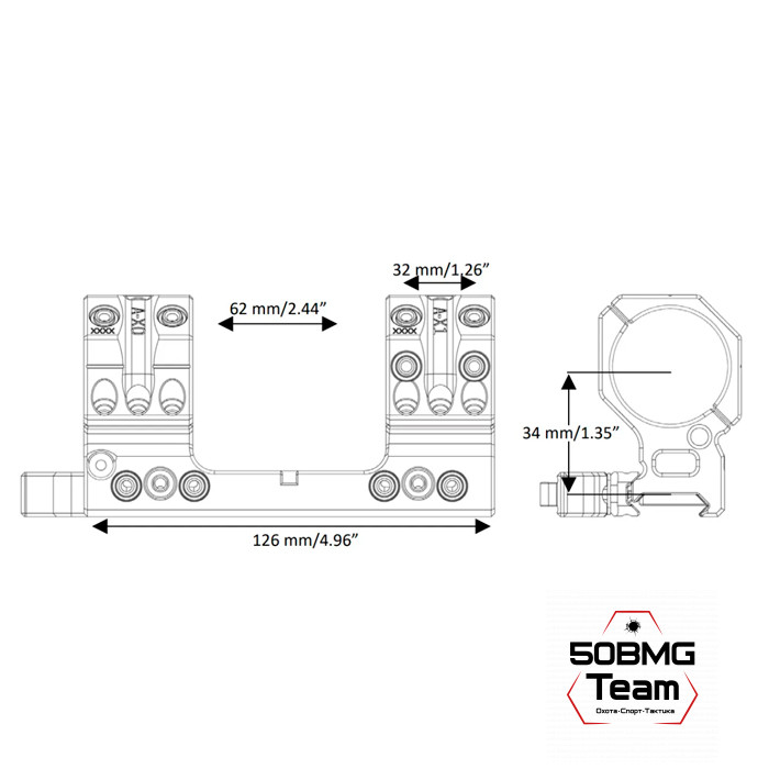 Быстросъемный кронштейн Spuhr QDP-3006 кольца 30мм на Picatinny H=34мм