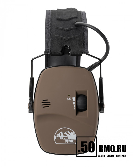 Наушники активные ShotTime 44 NRR 22dB, кожа+ткань, гелевые амбушюры