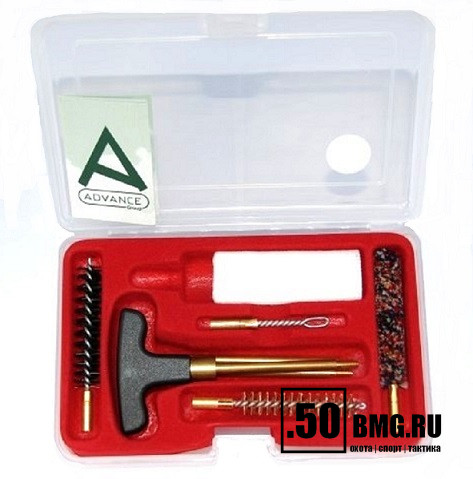 Набор для чистки NIMAR к.9мм шомпол 21см. из 2х частей + 3 ершика, вишер, латунь, пластик.пенал (220.0009)