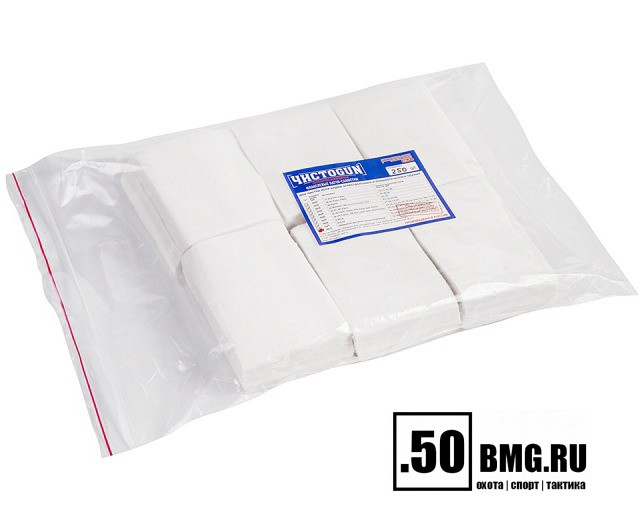 Патчи ЧИСТОGUN фланель, универсальный, прямоугольник 100х75 мм, 50 шт., белый