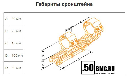 AIR31850 Небыстросъемный кронштейн Leapers UTG ACCU-SYNC кольца 30мм на Weaver KR=50мм ВН=18мм