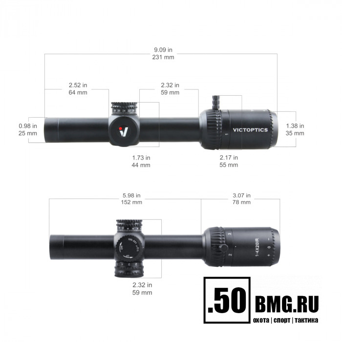 Оптический прицел Vector Optics VictOptics X4 1-4x20IR SFP кольца 25,4мм