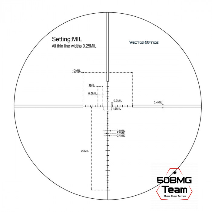 Оптический прицел Vector Optics Veyron 4-16x44 FFP кольца 30мм (для пневматики)