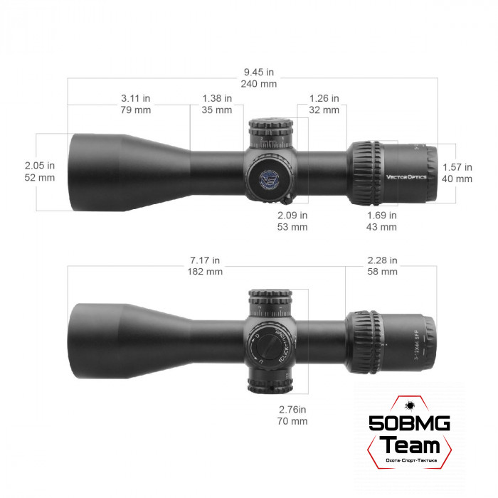 Оптический прицел Vector Optics Veyron 3-12x44 SFP кольца 30мм (для пневматики)