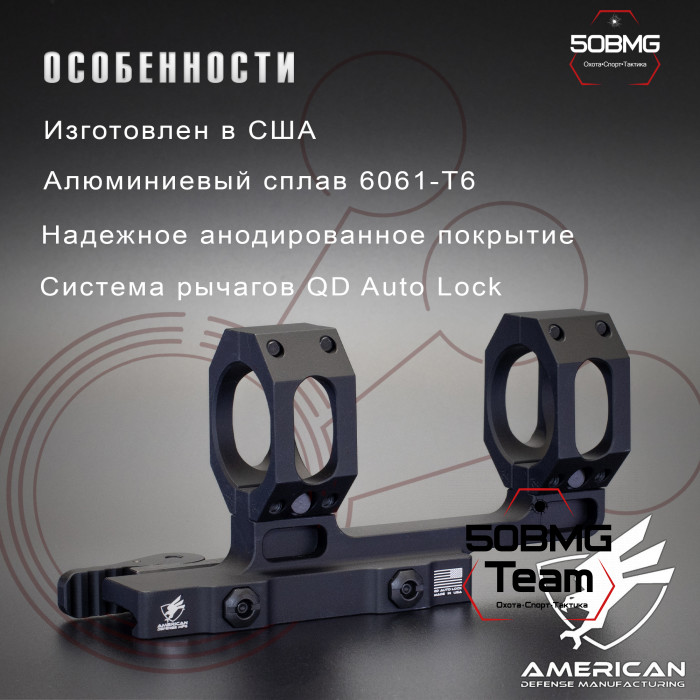 Быстросьемный моноблок на Picatinny American Defense Recon-M-34-STD, кольца 34 мм с выносом