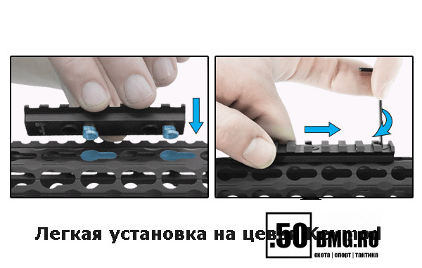 MTURS04S Основание Leapers UTG Picatinny на KeyMod L=40мм ВН=9,5мм