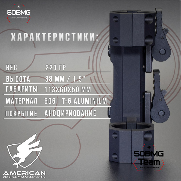 Быстросьемный моноблок на Picatinny American Defense Recon-S-30-STD, кольца 30 мм