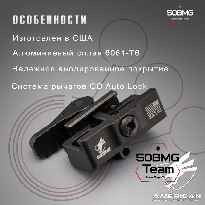 Быстросъемный адаптер American Defense AD-BP-STD для сошек Harris на Picatinny
