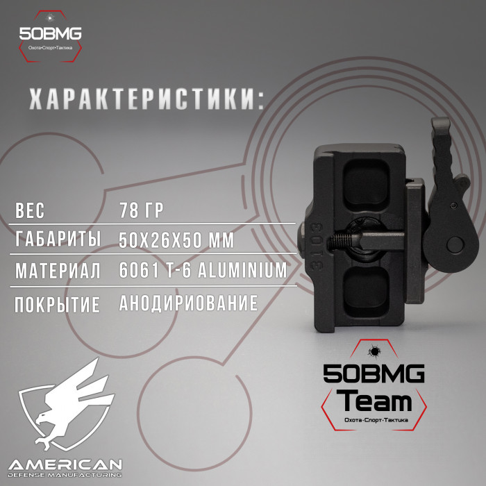 Быстросъемный адаптер American Defense AD-BP-STD для сошек Harris на Picatinny