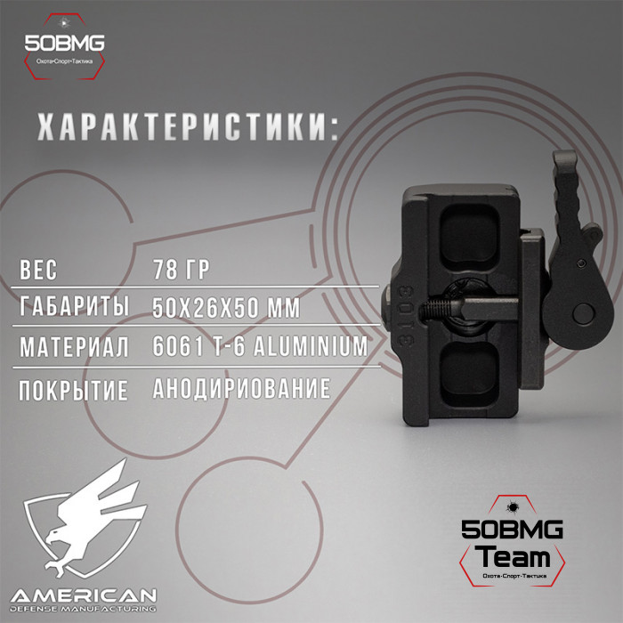 Быстросъемный адаптер American Defense AD-BP-STD для сошек Harris на Picatinny