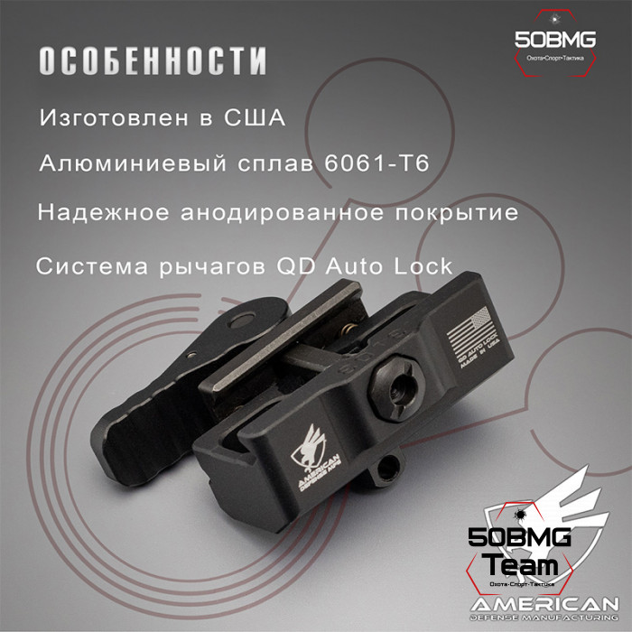 Быстросъемный адаптер American Defense AD-BP-STD для сошек Harris на Picatinny