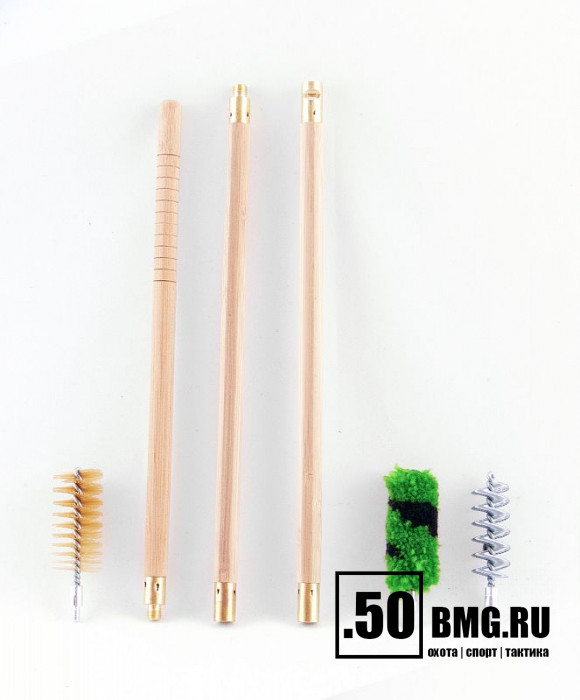 Набор для чистки ShotTime кал.12, для гладк.оружия, деревянный шомпол + 3 ерша, пластиковый пенал