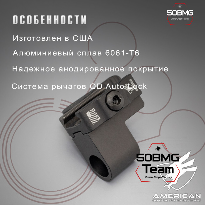 Быстросъемный адаптер American Defense AD-BP-P2-STD для сошек Harris-S на Picatinny