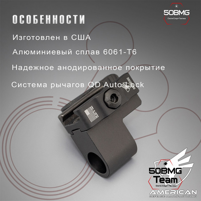 Быстросъемный адаптер American Defense AD-BP-P2-STD для сошек Harris-S на Picatinny