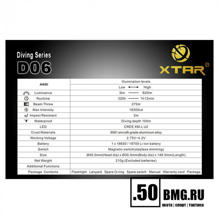 Фонарь XTAR D06 L2