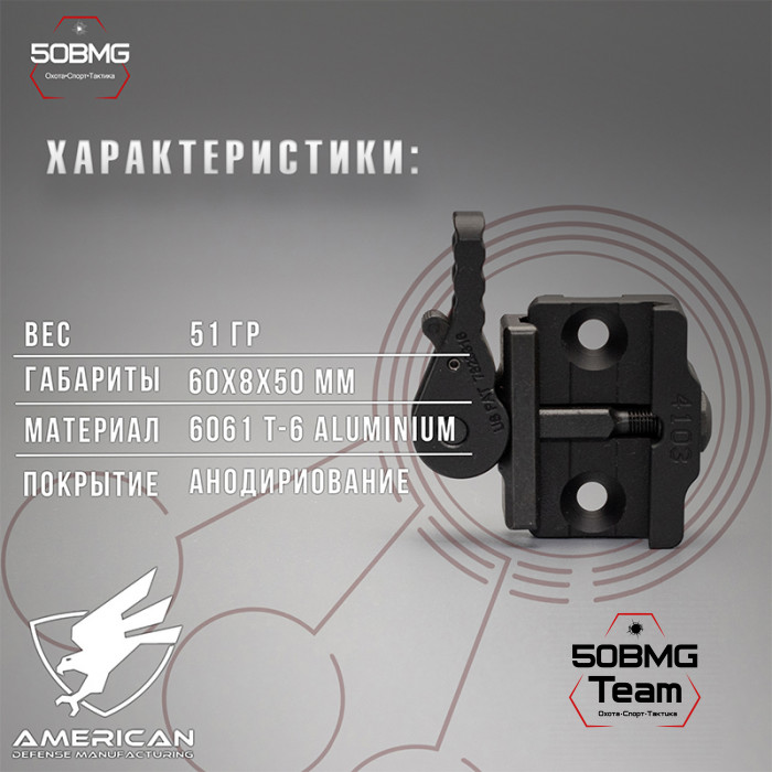 Быстросъемный адаптер American Defense AD-170-S Base для сошек Magpul/Atlas на Picatinny