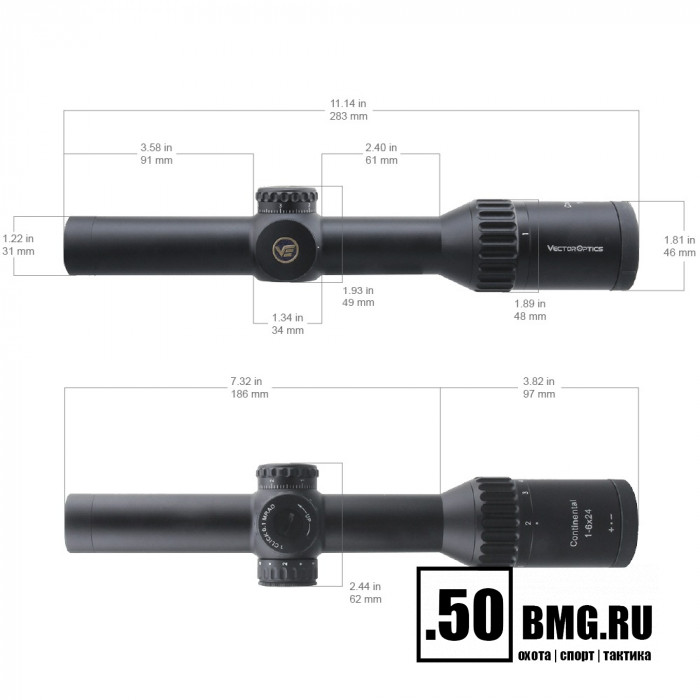 Оптический прицел Vector Optics Continental Tactical 1-6x24 SFP кольца 30 мм