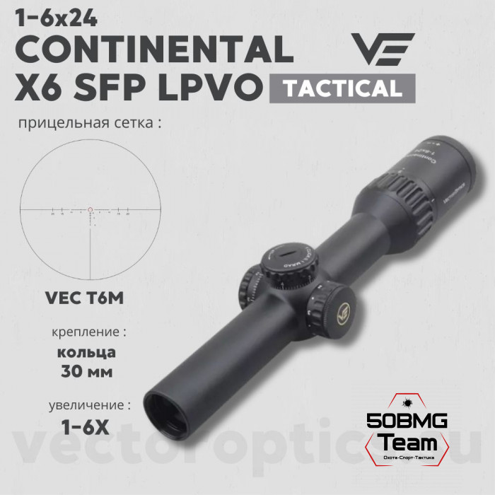 Оптический прицел Vector Optics Continental Tactical 1-6x24 SFP кольца 30 мм