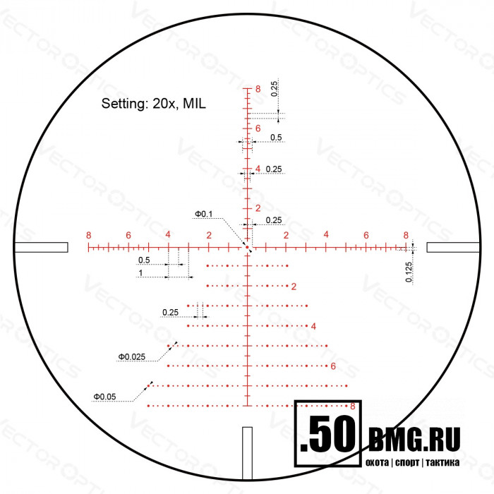 Оптический прицел Vector Optics Continental Tactical X8 4-32x56 SFP ED Zero Stop кольца 30мм
